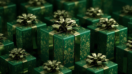 Green Metallic Christmas Gift Boxesの素材