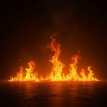 Glowing Fire in Dark Roomの素材