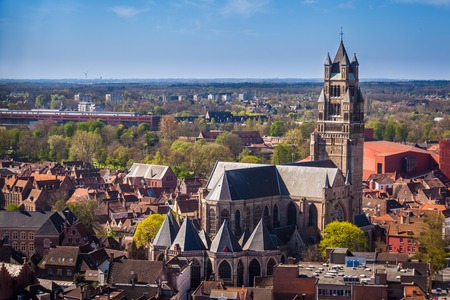 Aerial view of Church of St  Salvador  Brugesの写真素材