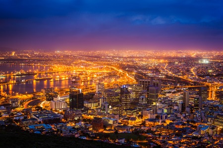 View of Cape Town at dawn, South Africaの写真素材