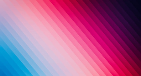 Diagonal stripes in a gradient of blue, pink, and purple create an abstract color blend.の写真素材