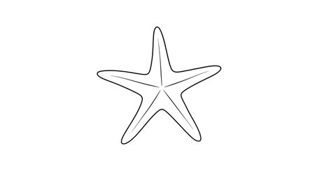 A minimalist, hand-drawn outline of a five-pointed starfish against a white background. The lines are sketchy and imperfect.の素材