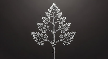 A detailed, white etched illustration of a fern frond with delicate leaves and stems against a dark, textured backdrop.の素材