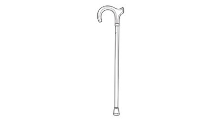 A slender, clear glass cane with a curved hook handle, showcasing minimalist design and delicate craftsmanship.の素材