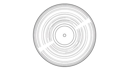 An intricate black and white abstract design featuring an oval shape filled with concentric circles and radiating lines.の素材