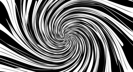 A monochromatic, high-contrast image featuring a dynamic, spiraling vortex with sharp, defined lines creating a sense of depth and movement.の素材