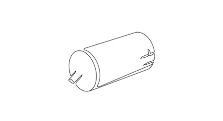 A black and white technical illustration shows a cylindrical object with a distinct flange at one end, presented in a three-quarter view.の素材