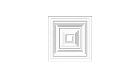 A minimalist, abstract illustration featuring a series of nested rectangles creating a tunnel effect. The lines are thin and black on a white background.の素材