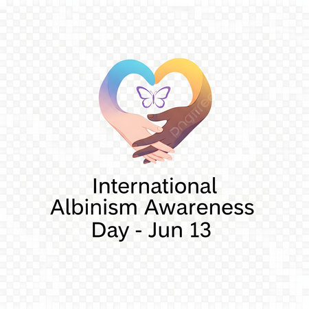 A heart shape formed by diverse hands, symbolizing unity and support for International Albinism Awareness Day on June 13.の素材