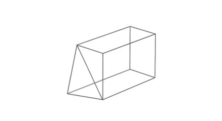 A simple line drawing of a rectangular prism in an isometric perspective, featuring a diagonal line connecting two opposite corners of one face.の素材