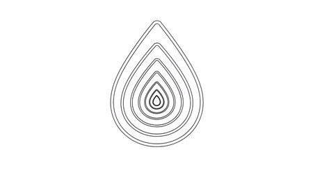 A stylized teardrop shape rendered in black and white with intricate concentric lines and ripple-like patterns.の素材