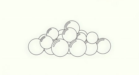 A minimalist sketch features a cluster of overlapping oval shapes with irregular, hand-drawn outlines against a plain background.の素材