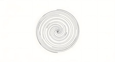 A close-up, stylized illustration of a fingerprint with intricate swirling lines and subtle light yellow highlights on a white background.の素材