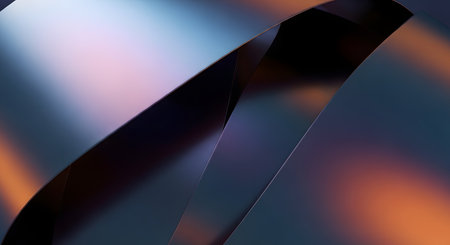 A close-up abstract image featuring diagonal streaks of light in purple, pink, and orange hues against a dark, textured background.の素材