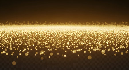 A mesmerizing display of countless tiny golden particles suspended and swirling against a dark, atmospheric background, creating a sense of magic and wonder.の素材