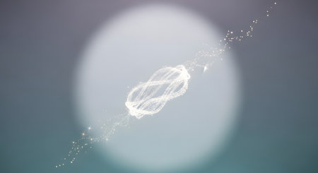 A dynamic, abstract formation of water splashes and bubbles, illuminated by a soft, central light source against a muted background.の素材