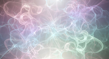 Soft, translucent pastel colors blend and swirl in a dreamlike, abstract pattern with a luminous glow.の素材