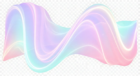 A flowing, translucent wave with soft pastel colors and an iridescent sheen, creating a dreamy, ethereal effect.の素材