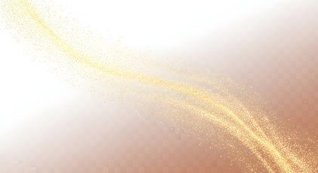 Abstract golden light streaks and shimmering sparkles create a dynamic, ethereal effect against a soft, gradient background.の素材