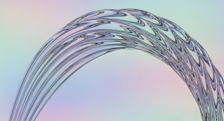 A detailed, abstract archway with complex geometric patterns, set against a soft, pastel gradient background.の素材