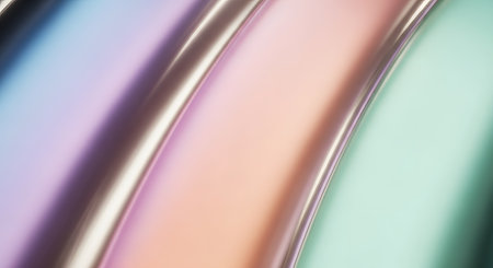 A close-up abstract view of flowing pastel colored bands with a subtle metallic sheen and soft highlights.の素材