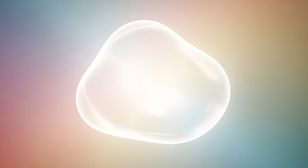 A glowing, amorphous translucent shape floats against a soft, pastel gradient background, evoking a sense of ethereal light and calm.の素材