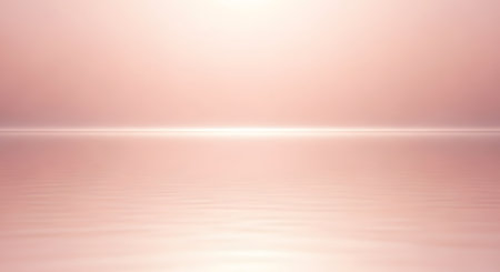 A shimmering rose gold background with a horizontal light reflection, creating a serene and elegant abstract scene.の素材