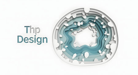 A stylized, abstract representation of a layered organic form with flowing teal and white elements, suggesting depth and texture.の素材