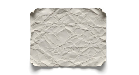 This is a close-up shot of a single sheet of old, creased paper with slightly charred edges, casting a subtle shadow.の素材