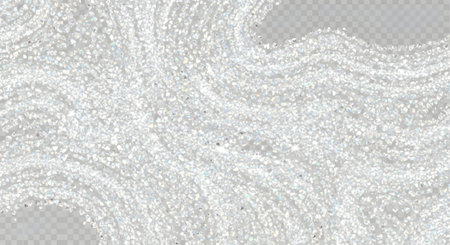 A close-up, abstract view of white, airy swirls and small bubbles against a transparent background.の素材