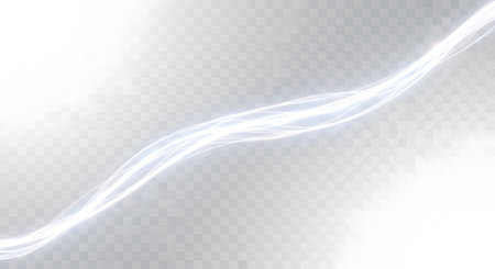 A luminous, flowing white light streak curves across a subtle, transparent grid pattern, creating a sense of motion and energy.の素材