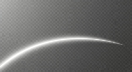 A luminous white light streak curves across a subtle grey grid pattern, creating a sense of motion and energy.の素材