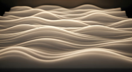 A close-up, abstract view of undulating, layered forms with soft lighting creating a sense of gentle movement and depth.の素材