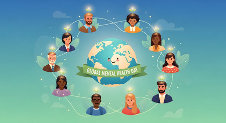 Diverse people are connected in a network around a glowing Earth, symbolizing global unity and interconnectedness.の素材