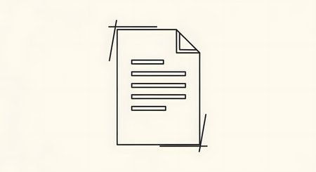 A minimalist, hand-drawn sketch of a document page with several horizontal lines representing text. The sketch has a rough, unfinished quality.の素材