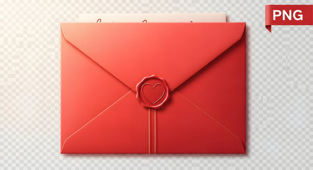 A beautifully crafted red envelope sealed with a classic wax seal, hinting at a special message or invitation within.の素材