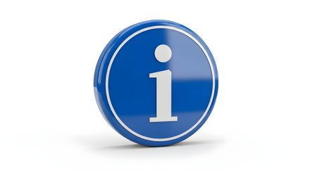 A 3D rendered oval blue sign with a white letter 'i' in the center, indicating information.の素材