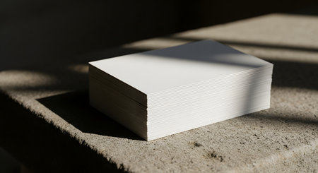 A stark white geometric form rests on a textured surface, casting long, dramatic shadows under directional light.の素材