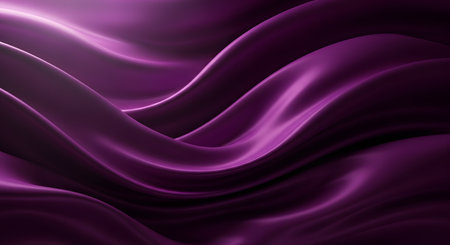 A close-up abstract view of flowing, iridescent purple silk fabric with smooth, undulating waves and subtle highlights.の素材