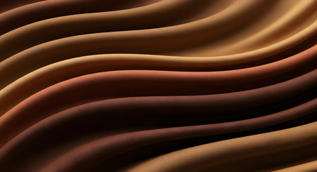Macro view of flowing, wavy textures in shades of brown and tan, creating a sense of organic movement and depth.の素材