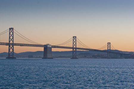 San Francisco Bay Bridge at Sunsetの写真素材