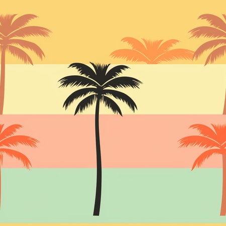 Summer background with palm trees and sea. Vector illustration. EPS10のイラスト素材
