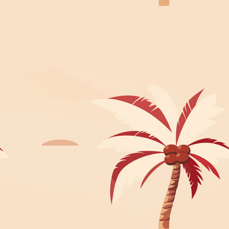 Coconut palm tree on the beach. Vector illustration in flat styleのイラスト素材