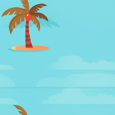 Palm tree with coconut on the island. Vector illustration in flat styleのイラスト素材