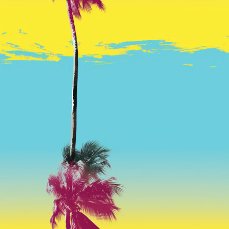 Palm trees on the beach. Summer background. Vector illustration.のイラスト素材