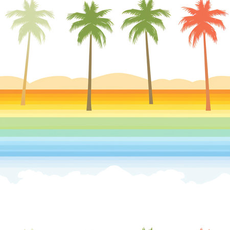 Tropical beach background with palm trees. Vector illustration EPS10のイラスト素材