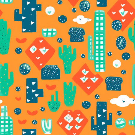 Seamless pattern with cacti and succulents. Vector illustration.のイラスト素材