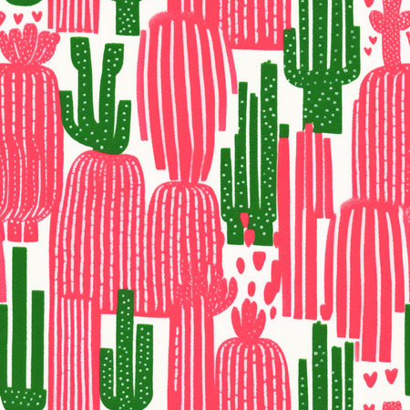 Seamless pattern with cacti. Hand drawn vector illustration.のイラスト素材