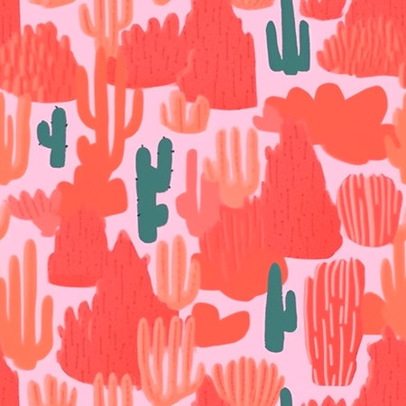 Cactus seamless pattern. Hand drawn cactus background.の写真素材