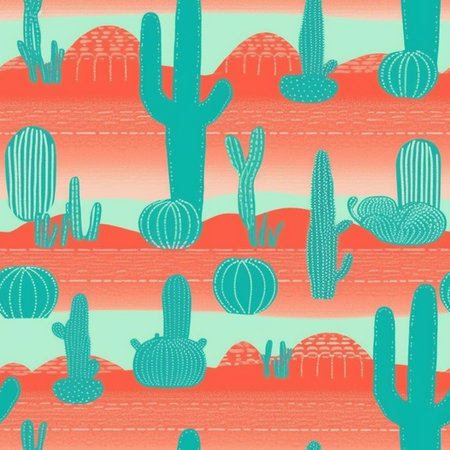Seamless pattern with cacti and succulents.の写真素材